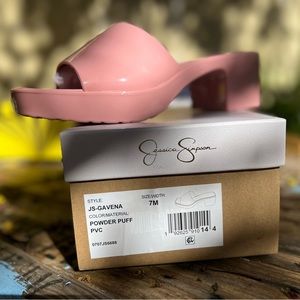 Jessica Simpson Gavena Powder Puff Pink Slides Sandals size 7 NIB